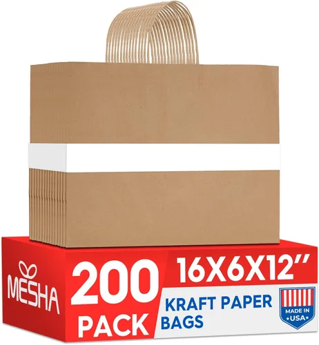 Miniatura 22 de MESHA Bolsas de regalo negras de 5.25 x 3.75 x 8 pulgadas, pequeñas bolsas de papel kraft con asas a granel, paquete de 100 para pequeñas empresas