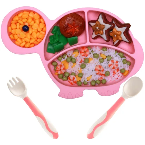 Miniatura 9 de Juego de alimentación de silicona para bebés, suministros de destete para bebés, juego de platos y cuencos de succión de silicona para bebés, plato