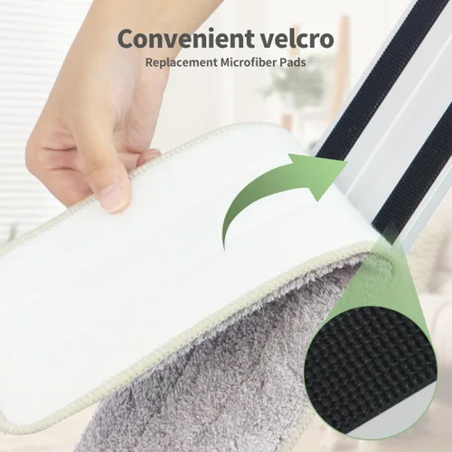 Miniatura 5 de CQT Sistema de limpieza de mopa de microfibra plana comercial de 18 pulgadas, madera dura en seco y polvo con 4 almohadillas lavables limpiador