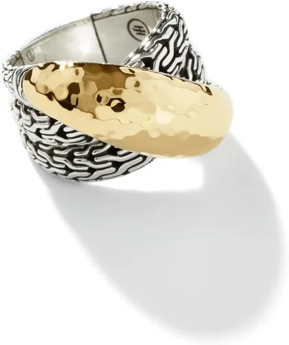 Miniatura 2 de John Hardy Anillo cruzado de plata y oro de 18 quilates martillado para mujer