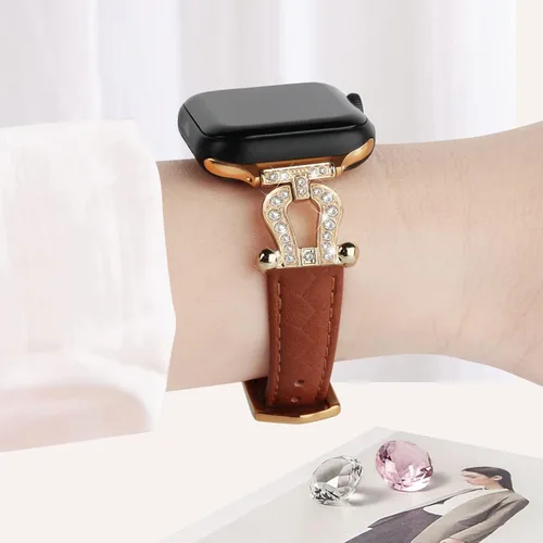 Miniatura 3 de Correas de cuero compatibles con Apple Watch Band para mujeres de 1.496 in, 1.575 in, 1.614 in, 1.654 in, 1.732 in, 1.772 in, 1.929 in (Ultra)