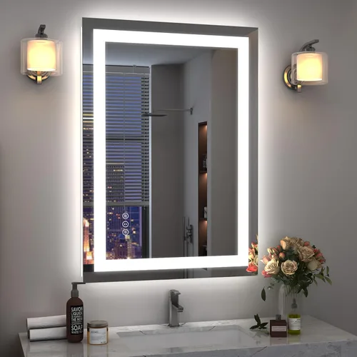 Miniatura 14 de 40x32 Espejo LED inteligente para baño, espejo de tocador regulable con luces, espejo de maquillaje retroiluminado y frontal para pared, antivaho