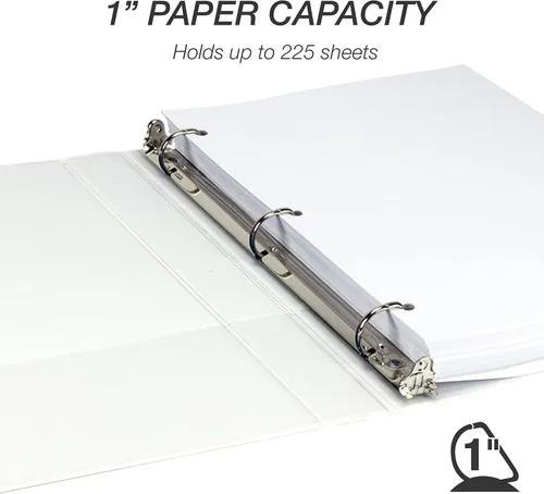 Miniatura 494 de Samsill - Carpeta duradera de 5 pulgadas, fabricada en los Estados Unidos, con anillos en D, transparente y personalizable, color blanco