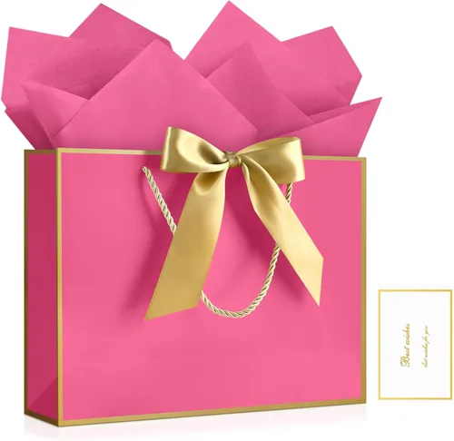 Miniatura 21 de JMANNI Bolsas de regalo, 3 piezas de tamaño mediano con cinta de lazo, bolsa de regalo de papel portátil, patrón de mármol, para cualquier ocasión