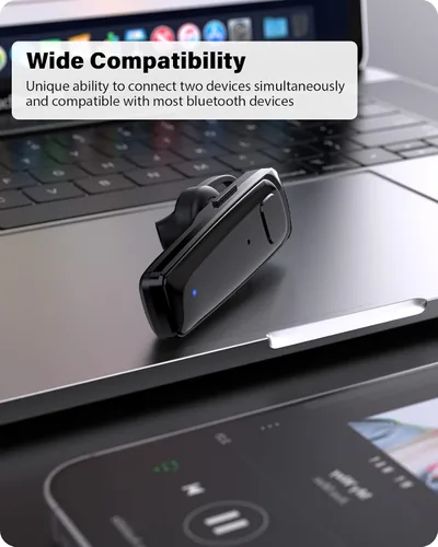 Miniatura 5 de ADADPU Auricular Bluetooth - V5.0 Auricular inalámbrico manos libres con micrófono dual incorporado y cancelación de ruido, 10 días de espera y 16