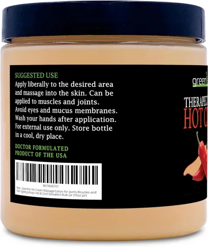 Miniatura 2 de GreenIVe Loción de masaje de crema caliente para articulaciones músculos y envoltura de estiramiento de la piel, tarro a granel de sensación de frío