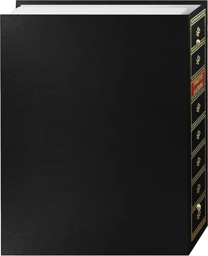 Miniatura 2 de Pioneer Photo Albums Cubierta de cuero sintético negro encuadernado con 3 anillos con detalles dorados para impresiones de 4 x 7 pulgadas, 5 x 7