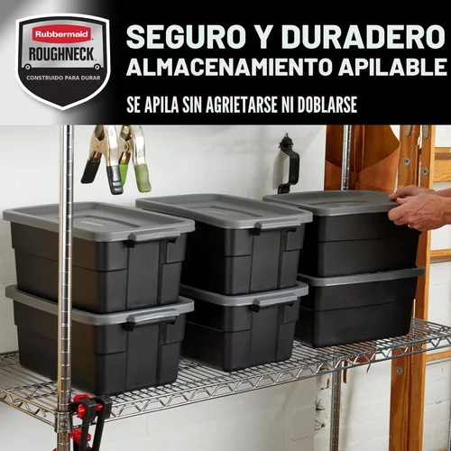 Miniatura 5 de Rubbermaid Paquete de 6 Contenedores Resistentes y Duraderos de 3 GAL para Almacenamiento con Tapas a Presión y Asas, Contenedores de Almacenamiento