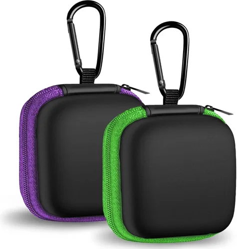 Miniatura 27 de Estuche cuadrado para auriculares, bolsa de almacenamiento portátil de EVA, organizador de accesorios para teléfono celular con mosquetón