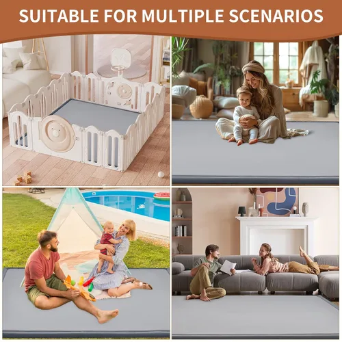 Miniatura 7 de SUNYRISY Tapete de juego para bebé para el suelo, 60 x 60 pulgadas, tapete de juego acolchado de espuma viscoelástica de 1.4 pulgadas de grosor
