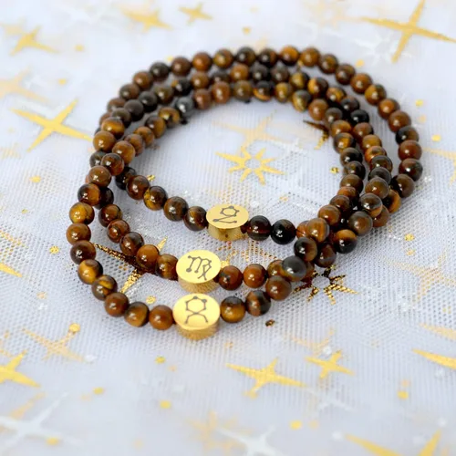 Miniatura 5 de SIPELATY Pulsera de constelación con signo de estrella de energía de 0.157in con dije chapado en oro de 18 quilates para mujer