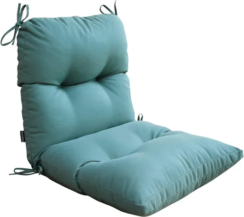 Miniatura 13 de Cojín acolchado para silla de respaldo alto para interiores y exteriores, cojines de asiento de patio, color negro