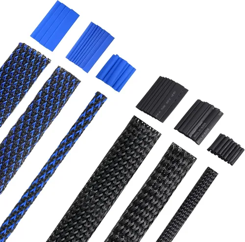 Xuniea Fundas trenzadas de telar de alambre de 96 pies para organizar cables con 127 tubos termorretráctiles para cables de audio y video contra