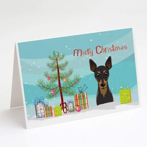 Miniatura 47 de Caroline's Treasures BB1616GCA7P - Tarjetas de felicitación y sobres de árbol de Navidad y sabueso afgano, paquete de 8 tarjetas en blanco