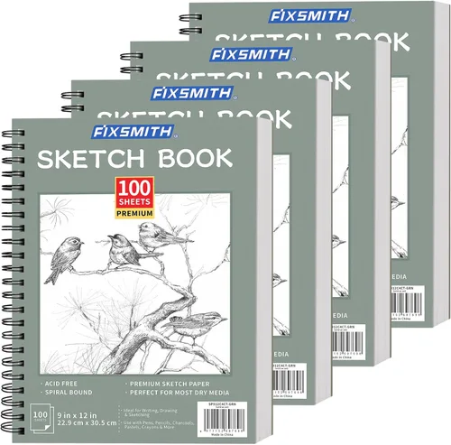 Miniatura 14 de FIXSMITH Cuaderno de bocetos de 5.5"X8.5" 100 hojas (68 lb/100gsm) Cuaderno de bocetos Papel de dibujo libre de ácido Bloc de bocetos de Negro