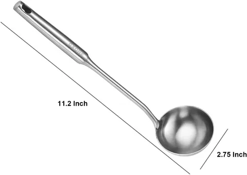 Miniatura 2 de Cucharón para sopa, cuchara de cocina de acero inoxidable 304 con mango hueco para wok, plata/35.3 cm