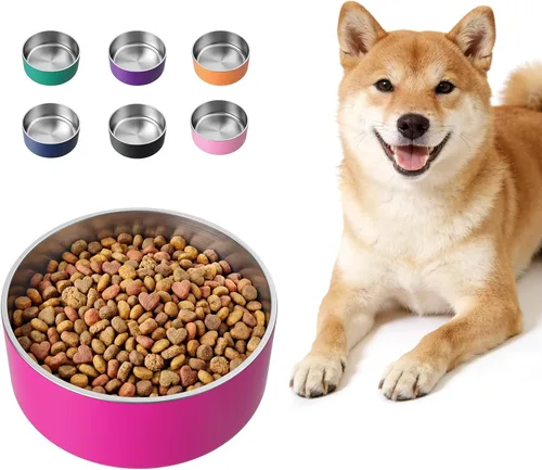 Miniatura 13 de LIHONG Cuencos de acero inoxidable para perros de tamaño pequeño y mediano, antideslizantes, Cuenco para perros aislado, Cuenco para mascotas