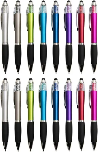 Miniatura 8 de MiSiBao Bolígrafos para pantallas táctiles, tinta negra, punta media de 0.039 pulgadas, con cristales y agarre cómodo (8 unidades + 3 repuestos)