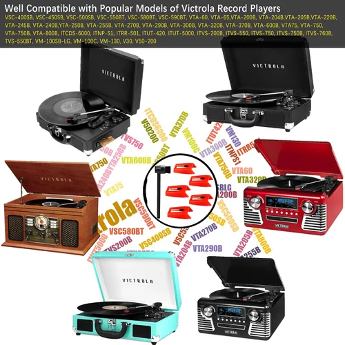 Miniatura 5 de Paquete de 3 agujas de repuesto de diamante para tocadiscos, agujas para discos de vinilo con kit de cepillo de limpieza de aguja para tocadiscos