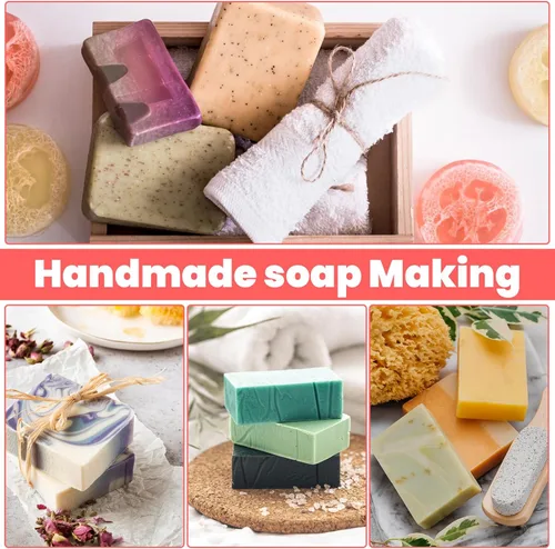 Miniatura 6 de Kit de suministros para hacer jabón de pan de 42 onzas, incluye caja de corte de madera ajustable + pan rectangular con caja de madera, cortador