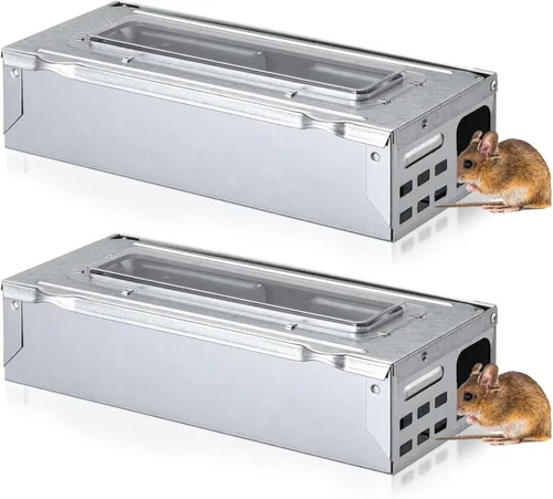 Miniatura 10 de Qualirey - Paquete de 2 trampas para ratones Multi Catch, trampa para ratones con tapa transparente humanizada, trampa para roedores para control