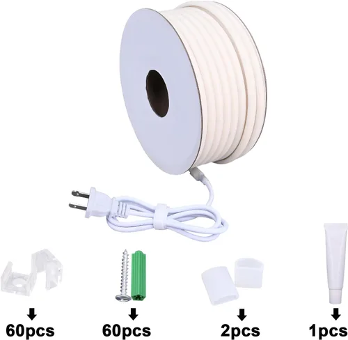 Miniatura 9 de BENLUN Tiras de Luces LED COB AC 110V de 98.4 pies, 3000K Luz de Cuerda LED Blanca Cálida para Exteriores Impermeable, 10W/M CRI 90+ Flexible Blanco