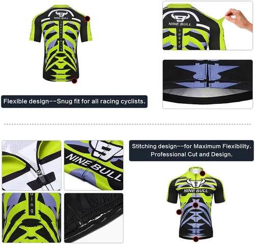 Miniatura 3 de Conjunto de camiseta de ciclismo para hombre, camiseta reflectante de secado rápido y pantalones cortos de ciclismo acolchados 3D, M