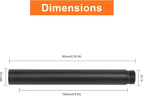 Miniatura 2 de Brazo extensor de cabezal de ducha, salida de agua del extensor de ducha - Baja el existente, extensión de tubo de ducha para baño, hecho de metal
