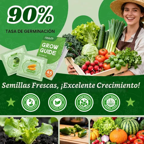 Miniatura 5 de Paquete variado de 45 semillas de vegetales tradicionales – Más de 17,000 semillas de jardín para plantar en interiores y exteriores – Kit de bóveda