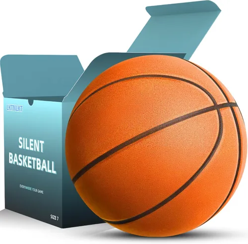Baloncesto silencioso tamaño 7 (29.5 pulgadas) – Baloncesto interior de espuma sin aire ranurada para regates silenciosos y entrenamiento en Naranja