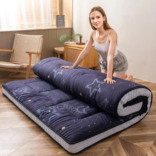Miniatura 9 de MAXYOYO Colchón de futón con estampado floral, colchón de suelo japonés acolchado para cama, almohadilla para dormir extra gruesa plegable, tumbona