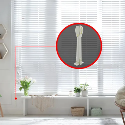 Miniatura 7 de Amazing Drapery Hardware Tensor de cable con resorte para bucles de cable, marfil, montaje en pared o piso, 1 paquete