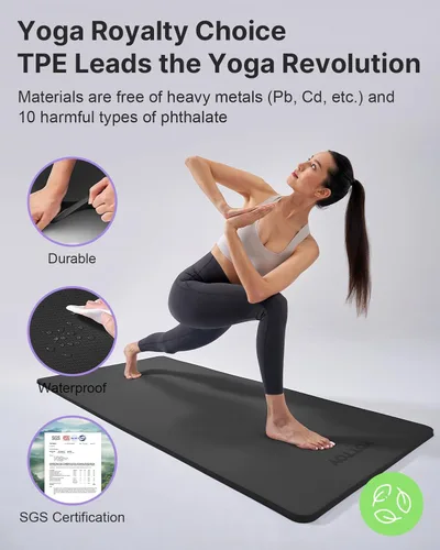 Miniatura 5 de YOTTOY Tapete de Yoga, Tapete de Yoga Extra Grueso (1/2 pulgada), Tapete Profesional de TPE para Ejercicio, Tapete de Entrenamiento Antideslizante