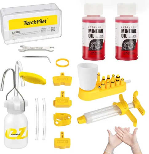 TEKTRO - Kit de purga de frenos de bicicleta para Shimano, frenos de disco hidráulicos, juego de purga de frenos de bicicleta con aceite mineral de
