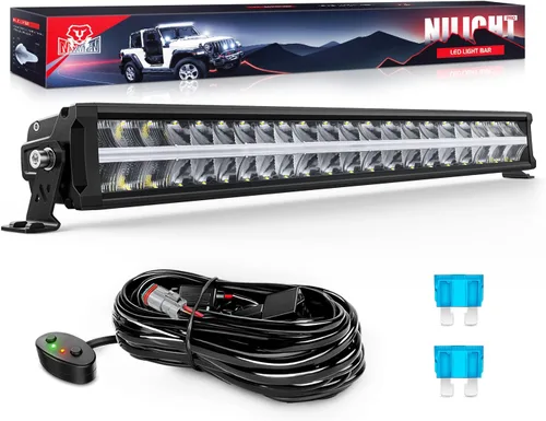 Miniatura 9 de Nilight Barra de Luz LED con DRL Ámbar de 16 Pulgadas 120W Luz Todoterreno Anti-Deslumbrante Combo Inundación Punto LED Luz de Conducción IP68