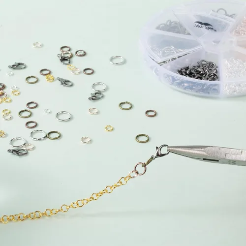 Miniatura 5 de Mr. Pen - Anillos de salto abiertos y cierres de langosta, 1014 piezas, 6 tamaños, colores surtidos, anillos de salto abiertos para hacer joyas