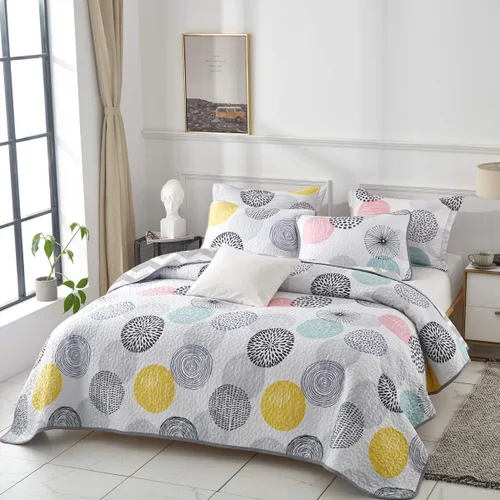 Miniatura 4 de UOZZI BEDDING Juego de edredón reversible de 3 piezas, tamaño King de 102 x 90 pulgadas, suave microfibra ligera, juego de edredón de verano, manta