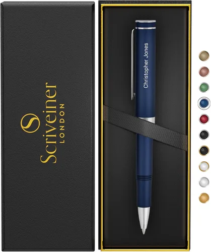 Miniatura 10 de Scriveiner Bolígrafo de Bola Negro EDC de Lujo, Impresionante Bolígrafo de Bola de Bolsillo con Acabado de Oro Real, Gran Regalo para Hombres y 5.