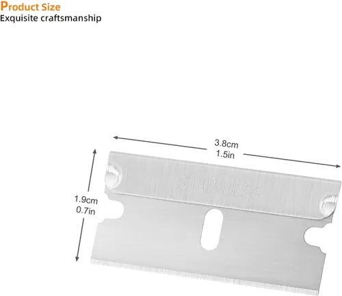 Miniatura 3 de EHDIS 100 cuchillas de afeitar – Cuchillas de afeitar de acero inoxidable con borde recto para rascador de pintura, cortador de caja, uso industrial