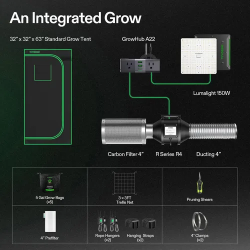 Miniatura 2 de VIVOSUN - Kit de tienda de cultivo, sistema completo de 2.7 × 2.7 pies, sistema de cultivo controlado por WiFi con luz LED de espectro completo