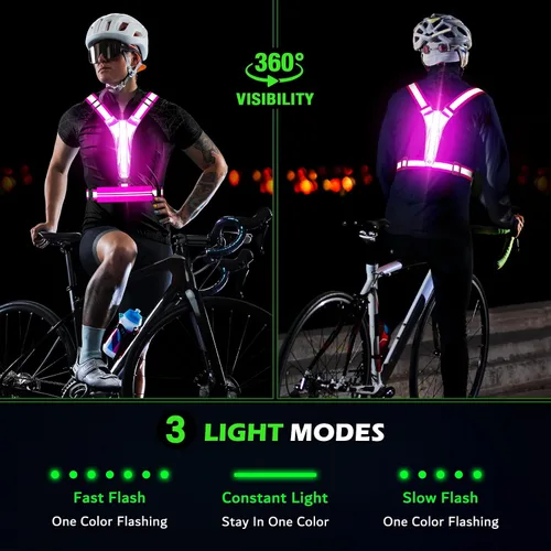 Miniatura 7 de Ylzzrs Chaleco reflectante LED para correr, chaleco de correr recargable por USB, soporte para teléfono para corredores, caminatas nocturnas, 6-11