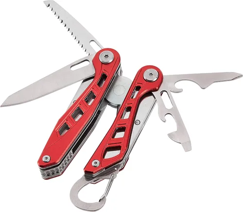 Miniatura 3 de Amazon Basics Multiherramienta de acero inoxidable 8 en 1 con seguro de bloqueo y funda de nailon, rojo