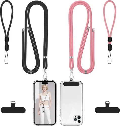 Miniatura 20 de Takyu Cordon para teléfono celular, cordon cruzado para teléfono con correa de cuello ajustable y paquete de 2 correas de muñeca para teléfono