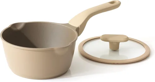Miniatura 14 de PRICUSIS Cacerola antiadherente de cerámica con tapa, olla no tóxica de 1.3 cuartos de galón con boquillas de vertido, totalmente revestida, 100%