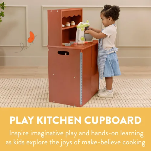 Miniatura 3 de Chef's Station - Armario de cocina de madera para niños, juego de madera, nogal oscuro
