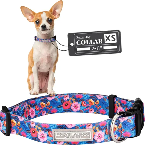 Miniatura 67 de Lucky Love Dog - Collar para perras pequeñas, diseño Blackbird de estampado alegre con flores de primavera y verano, talla XS