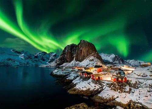 Rompecabezas de 1000 piezas, rompecabezas de 1000 piezas, rompecabezas desafiante, Northern Lights en Noruega