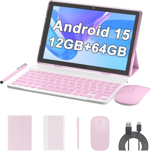 Miniatura 18 de ATOZEE Tablet de 10 pulgadas Android 15 Tablets 2 en 1 Tablet con teclado 12 GB RAM+64 GB ROM (soporta expansión de 1 TB) Tableta 2MP+8MP Cámara Azul