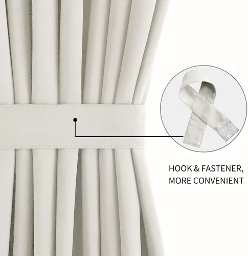 Miniatura 2 de DWCN Cortinas de puerta francesa, cortina térmica con bolsillo para barra para puertas con ventana de cristal, puertas de cocina y patio para Beige
