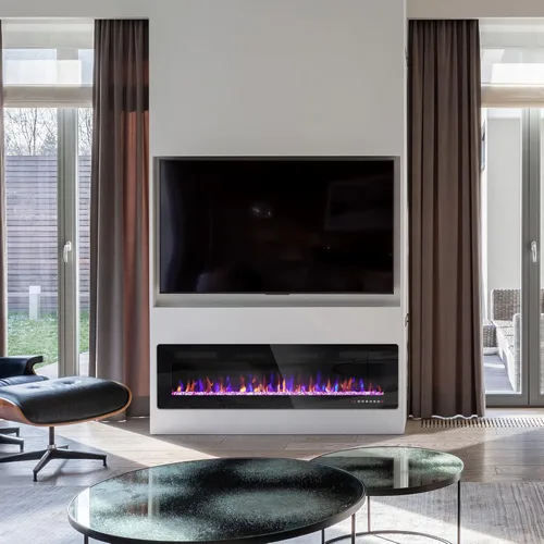 Miniatura 2 de Ludatido Chimenea eléctrica de 60 pulgadas montada en la pared/empotrada, inserto de chimenea eléctrica con 5100BTU para habitación de 410 pies Negro